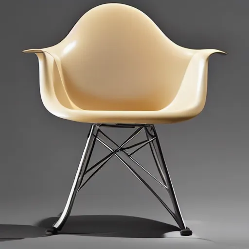 Prompt: a modern chair design influenced by eames egg womb barcelona, modernist louis ghost, papa bear chair, studio lighting, beautifully lit, furniture design magazine, product shot, trending colors, featured exclusive