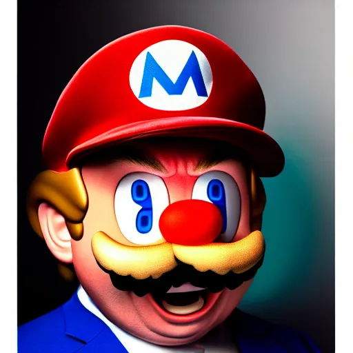 Image similar to uhd candid photo of hyperdetailed photorealistic donald trump dressed as super mario. correct face, cinematic lighting, photo by annie leibowitz, and steve mccurry.