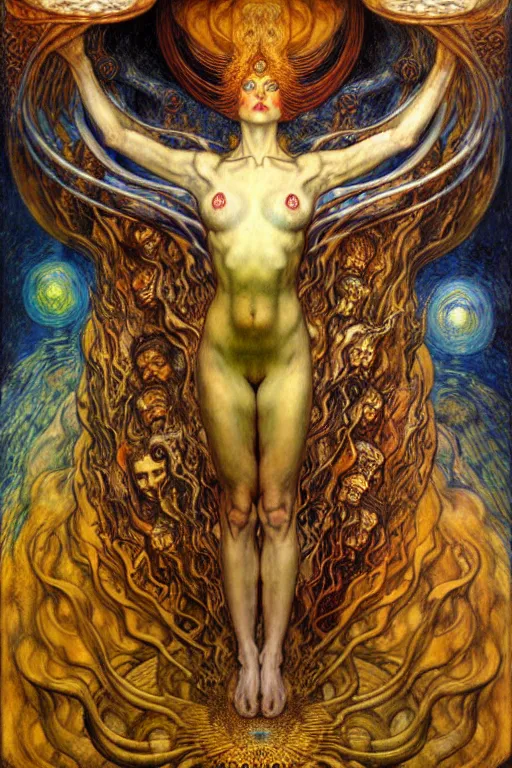 Image similar to Divine Chaos Engine by Karol Bak, Jean Delville, William Blake, Gustav Klimt, and Vincent Van Gogh, symbolist, visionary