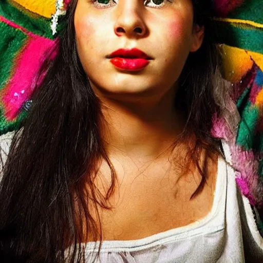 Image similar to beautiful photo of a young mexican woman in the style of martin schoeller