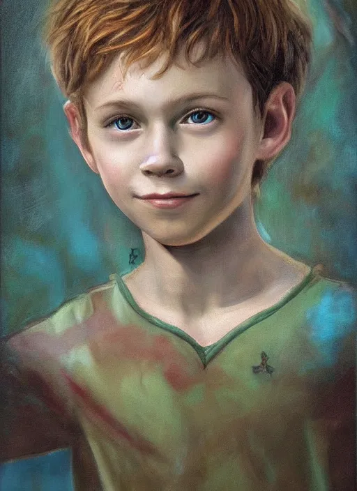 Prompt: lifelike oil painting portrait of peter pan by davinci