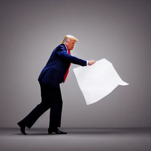 Prompt: stunning awe inspiring donald trump throwing papers into the toilet, movie still, 8 k hdr atmospheric lighting