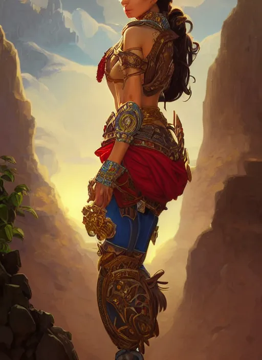 Image similar to portrait of russian mexican asian girl jodhpurs hyperborea lemuria, deep focus, d & d, fantasy, intricate, elegant, highly detailed, digital painting, artstation, concept art, matte, sharp focus, illustration, hearthstone, art by rhads by artgerm and greg rutkowski and alphonse mucha