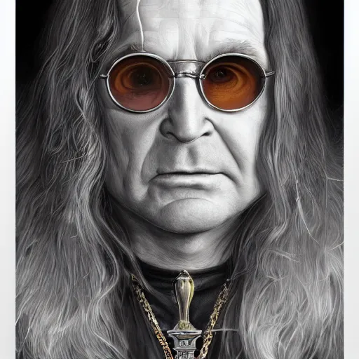 Image similar to a portrait of ozzy osborne as a wizard, urban motifs, intricate, elegant, highly detailed, digital painting, trending on artstation, concept art, smooth sharp focus, illustration, art by artgerm and greg rutkowski