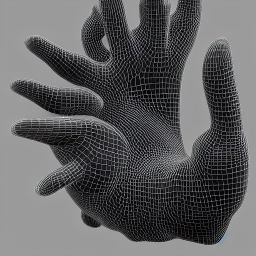 Image similar to 3 d scan of a human hand, rendered in blender 3 d, intricate detail