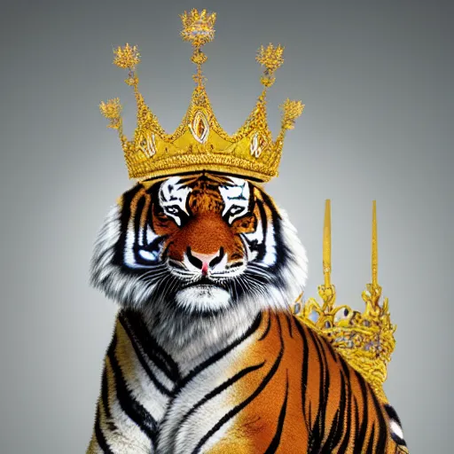 tiger wearing a crown