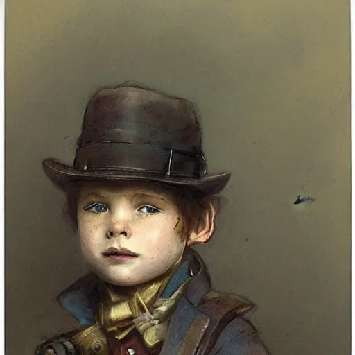 Image similar to (((((portrait of boy dressed as steampunk explorer detective . muted colors.))))) by Jean-Baptiste Monge !!!!!!!!!!!!!!!!!!!!!!!!!!!