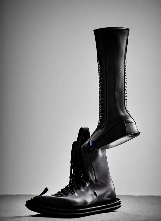 Prompt: hyperrealistic and heavy detailed product photo rick owens avant garde boot of picasso, in front of white back drop, whole shoe is in picture, leica sl 2 5 0 mm, vivid color, high quality, high textured, real life