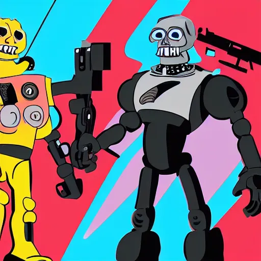 Prompt: Terminator as a Colorful Disney Animated Film