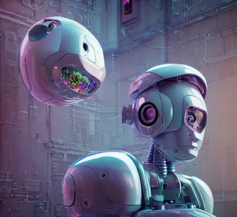 Image similar to hyperrealism colour detailed photography of highly detailed stylish robot in sci - fi style by gragory crewdson and katsuhiro otomo, mike winkelmann with many details by josan gonzalez working at the highly detailed data center by mike winkelmann and laurie greasley hyperrealism stock photo on dsmc 3 system rendered in blender and octane render