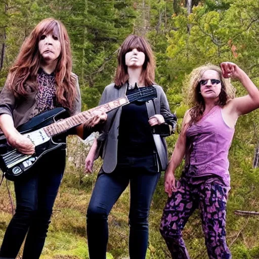 Prompt: women are Sasquatch playing in a rock band