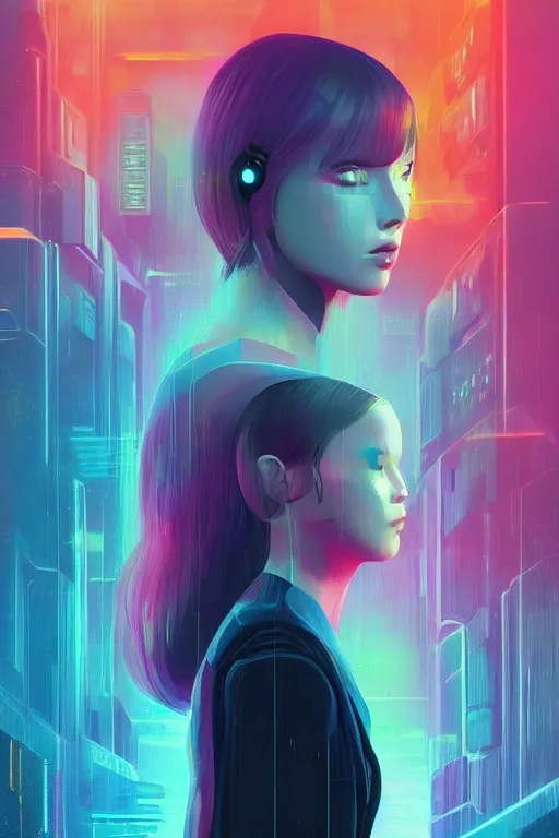 Prompt: portrait beautiful sci - fi girl, blade runner 2 0 4 9, futuristic desert city metropolis, digital art, pop art by hsiao - ron cheng