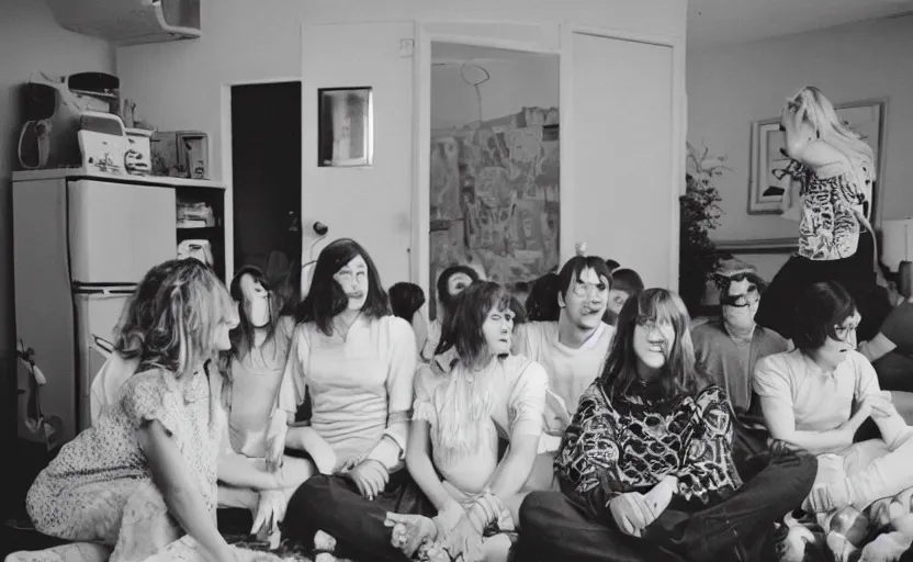 Prompt: a very 60's hippy style apartment party, 35mm,Epic,cinematic