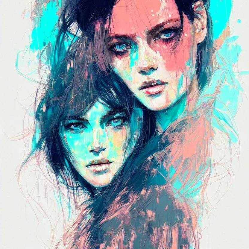 Image similar to close up portrait painting of a female in nineties street styling, concept art, intricate details, aesthetically pleasing pastel colors, art by conrad roset, impressionism, portrait