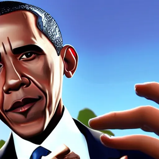 Image similar to barack obama in fortnite, battle royale