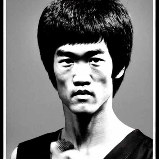 Prompt: a portrait picture of a 60 year old Bruce Lee,