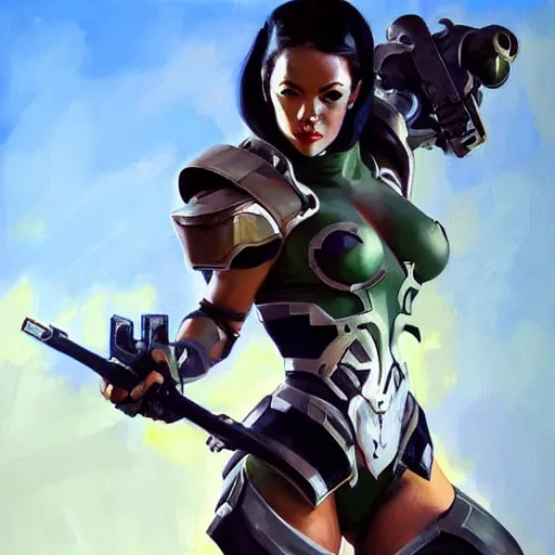 Image similar to greg manchess portrait painting of armored punisher ivy as overwatch character, medium shot, asymmetrical, profile picture, organic painting, sunny day, matte painting, bold shapes, hard edges, street art, trending on artstation, by huang guangjian and gil elvgren and sachin teng