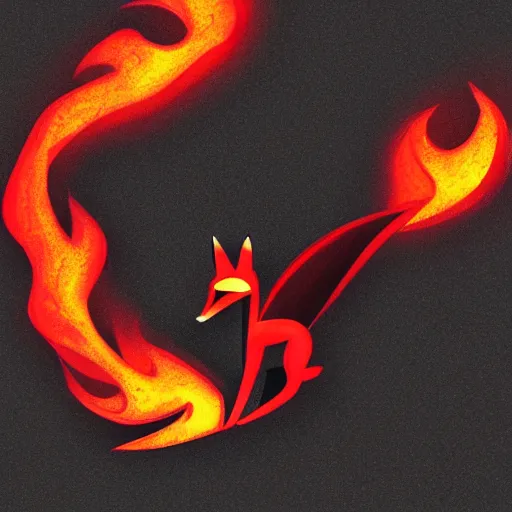 Prompt: fire fox with flames on a black background