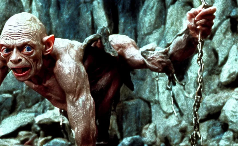 Image similar to a still of gollum in indiana jones and the last crusade ( 1 9 8 9 ),