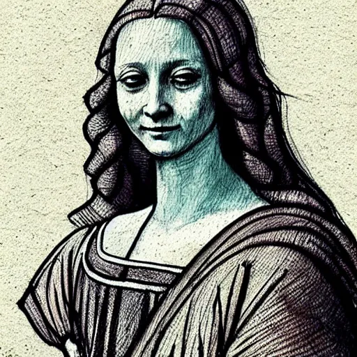 Image similar to of leonardo davinci drawing a beautiful girl from today wearing modern clothes and 2 1 st century fashion 2 0 2 2 lots of loose sketches