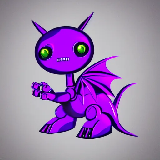 Prompt: Very cute robotic purple dragon, 2d minimalism,simple figures, digital art