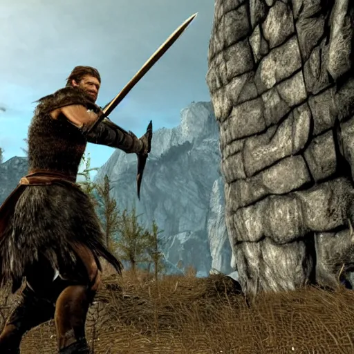 Prompt: willem dafoe in skyrim giant with a club