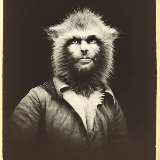 Prompt: wolfman, portrait, 1 8 0 0, photography