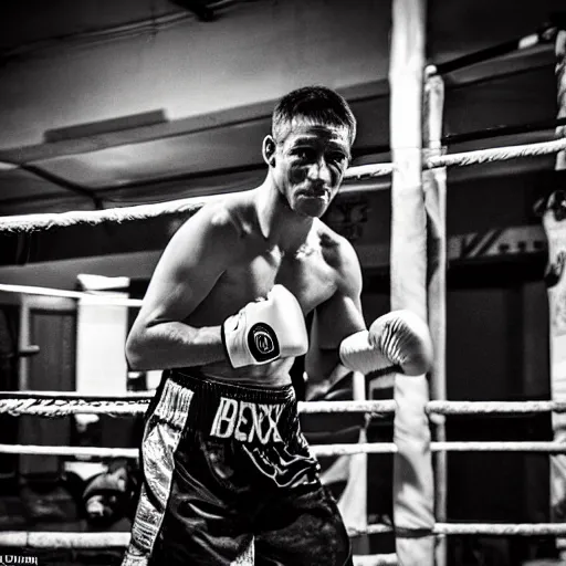 Image similar to portrait of boxer after boxing with brews blood sweating, photography photojournalism, very grainy image