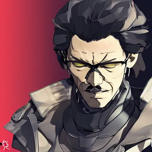 Image similar to old charismatic mechanic face, Shinkawa Yōji style