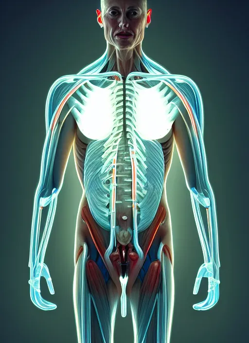 Image similar to portrait of a human diagram, human muscle medical diagram with good cable management, intricate, elegant, glowing lights, highly detailed, digital painting, artstation, concept art, smooth, sharp focus, illustration, art by wlop, mars ravelo and greg rutkowski