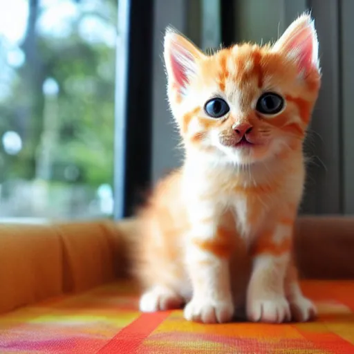 Image similar to curious cute fluffy orange tabby kitten