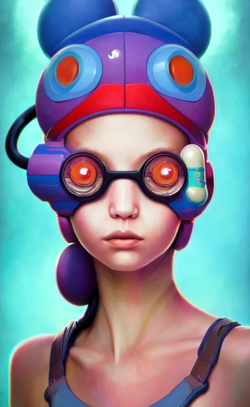 Prompt: lofi BioPunk Pokemon Smunchlax same face moved to left 30 pixels portrait Pixar style by Tristan Eaton_Stanley Artgerm and Tom Bagshaw,