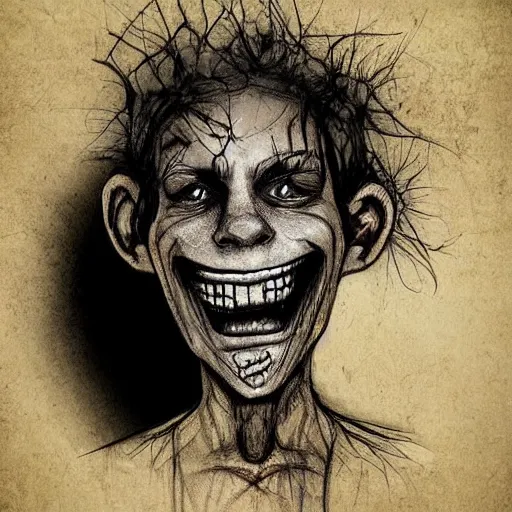 Prompt: grunge cartoon sketch of a flower with a human head with a wide smile by - michael karcz, loony toons style, horror theme, detailed, elegant, intricate