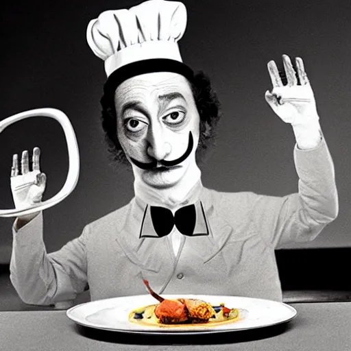 Prompt: anthropomorphic cats chef competing at the Masterchef TV show, by Salvador Dali