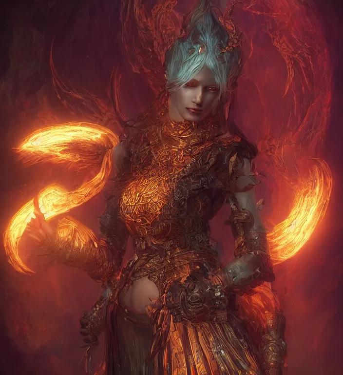 Image similar to unreal engine render + a goddess, tarot card, dark souls colour scheme, luminal, smooth, coherent, high detailed, kerem beyit, Karol Bak, featured on artstation, instagram HD, unreal engine