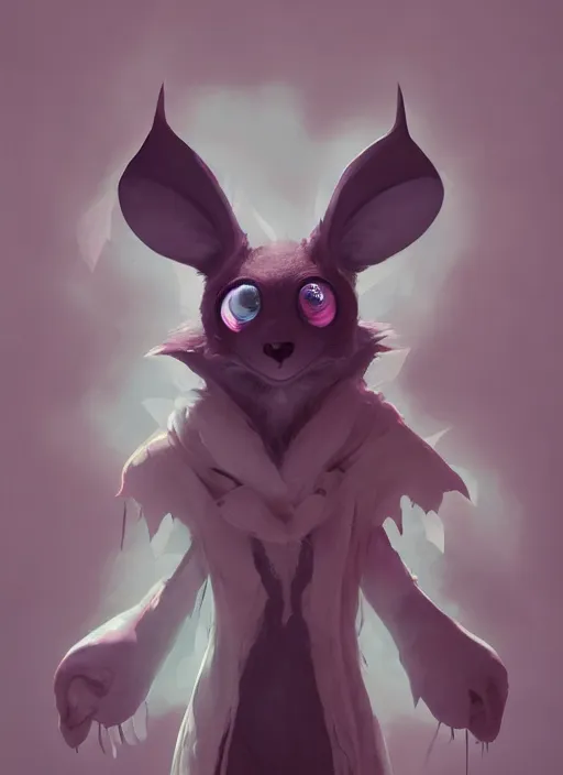 Prompt: a beautiful half body portrait of a cute anthropomorphic bat fursona. big eyes. character design by cory loftis, fenghua zhong, ryohei hase, ismail inceoglu and ruan jia. volumetric light, detailed, rendered in octane