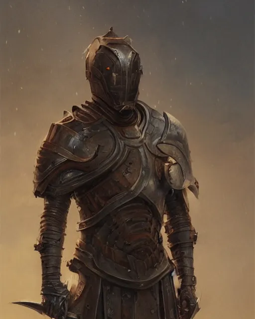 Image similar to Hyper realistic painting of a man in rusty full plate armor with his face uncovered, dark fantasy, fantasy armor, hyper detailed, by greg rutkowski, trending on artstation