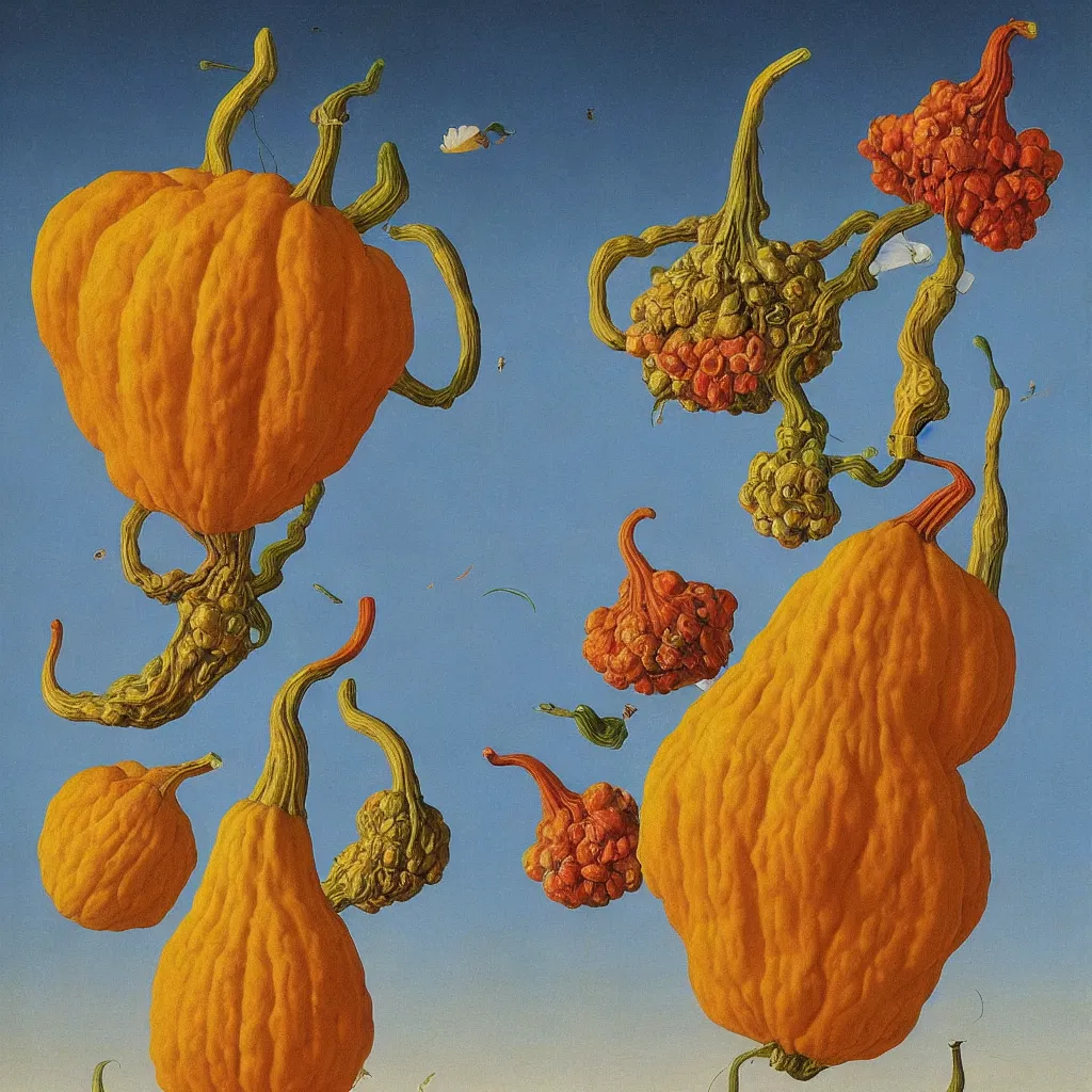 Prompt: a single! colorful! towering gourd fungus clear empty sky, a high contrast!! ultradetailed photorealistic painting by jan van eyck, audubon, rene magritte, agnes pelton, max ernst, walton ford, andreas achenbach, ernst haeckel, hard lighting, masterpiece