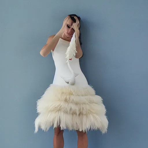 Image similar to dress made out of swans