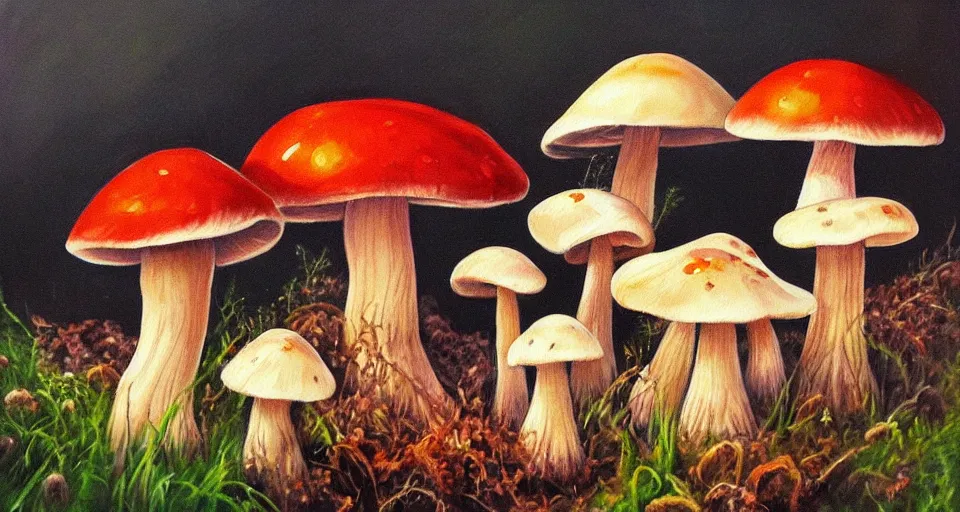 Image similar to a beautiful painting of mushrooms by Tokio Aoyama, Mario Martinez, David Normal