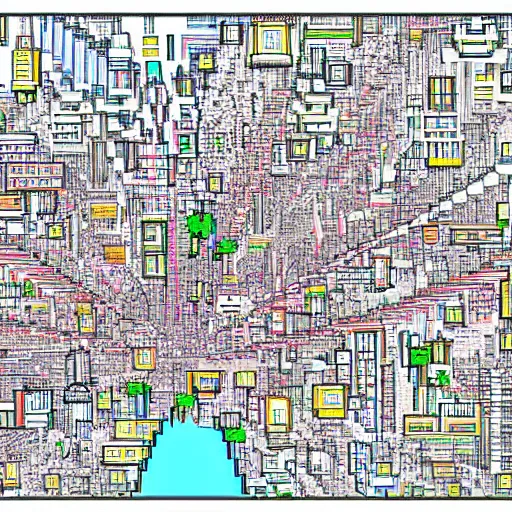 Image similar to pixel art drawing of the city of london