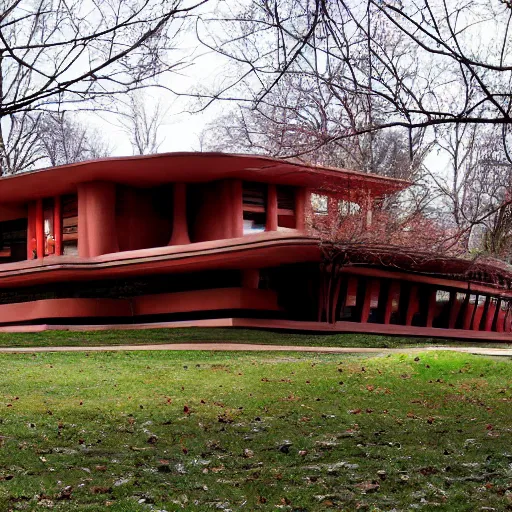 Prompt: a house designed by frank lloyd wright,