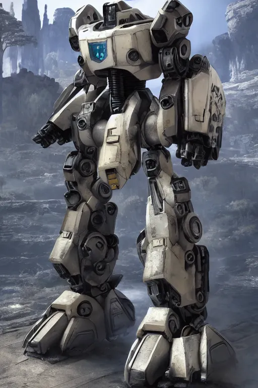 Image similar to mechwarrior 5 : mercenaries mech megaman transformer robot boss tank engine game octane render, 4 k, hd 2 0 2 2 3 d cgi rtx hdr style chrome reflexion glow fanart, global illumination ray tracing hdr fanart arstation by sung choi and eric pfeiffer and gabriel garza and casper konefal pixar and disney unreal zbrush central hardmesh