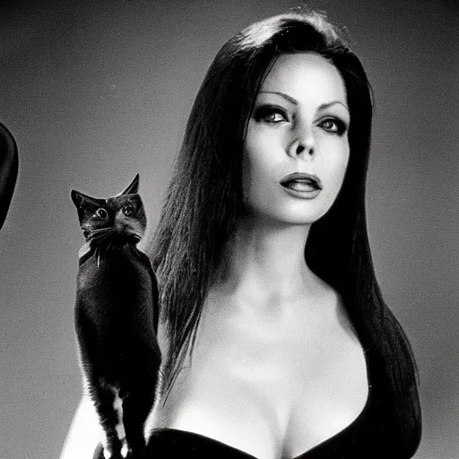 Image similar to ornella muti as cat woman unzipping her jumpsuit, 8 k resolution hyperdetailed photo realistic, extremely high quality and life like