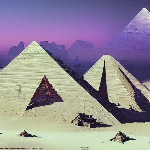 Image similar to Cyberpunk Pyramids in the Desert, Craig Mullins, 4K