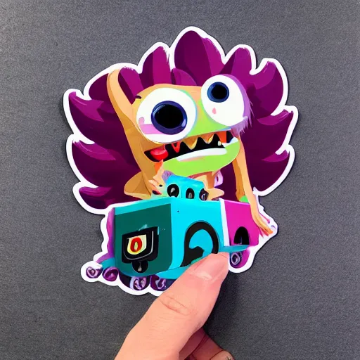 Image similar to cute monster skateboarding, sticker art, cronobreaker, beeple