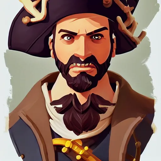 Image similar to painting jack the pirate on sea of thieves game avatar hero smooth face median photoshop filter cutout vector behance hd by jesper ejsing, by rhads, makoto shinkai and lois van baarle, ilya kuvshinov, rossdraws, illustration, art by ilya kuvshinov and gustav klimt