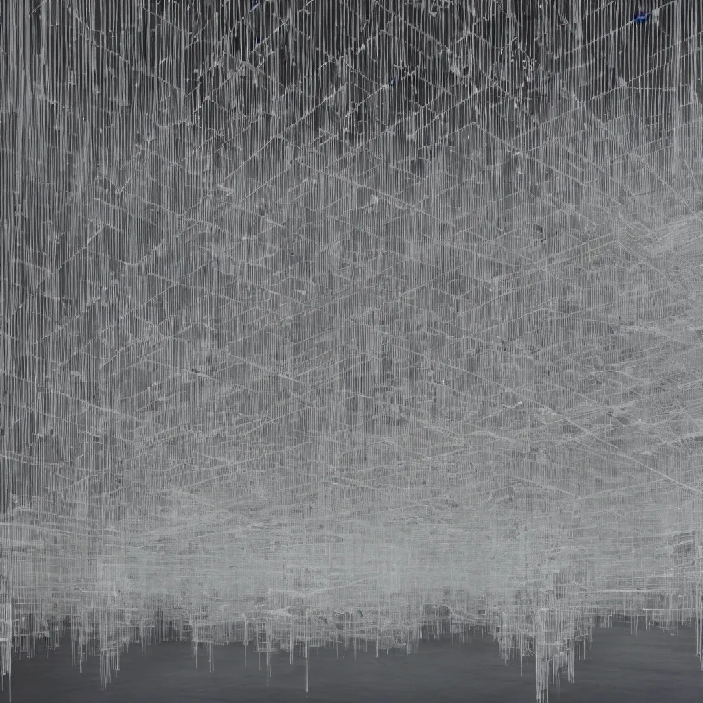 Image similar to architectural data flux, neo brutalist architecture philip beesley, virtual ghost