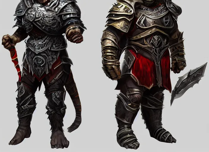 Image similar to three different views of orcs in armour, colourful digital concept art by senior character artist, trending on artstation, artstation hd, full body, ultra - realistic! intricate!