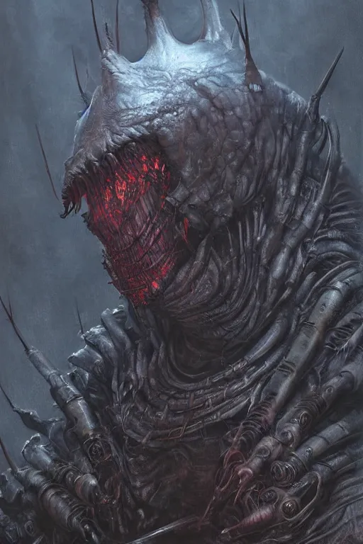 Image similar to portrait of john candy by hr giger, greg rutkowski and wayne barlowe as a diablo, resident evil, dark souls, bloodborne monster